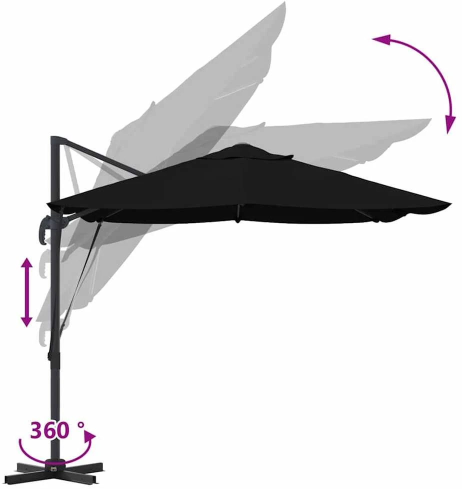 Skėtis nuo saulės 351 x 250 x 260 cm Poliesteris ir aliuminis