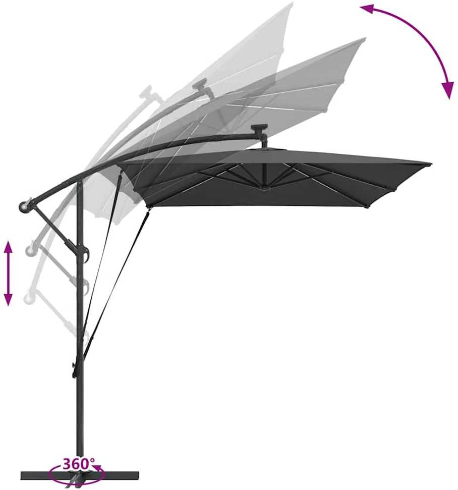 Skėtis nuo saulės 294 x 200 x 270 cm Poliesteris ir aliuminis