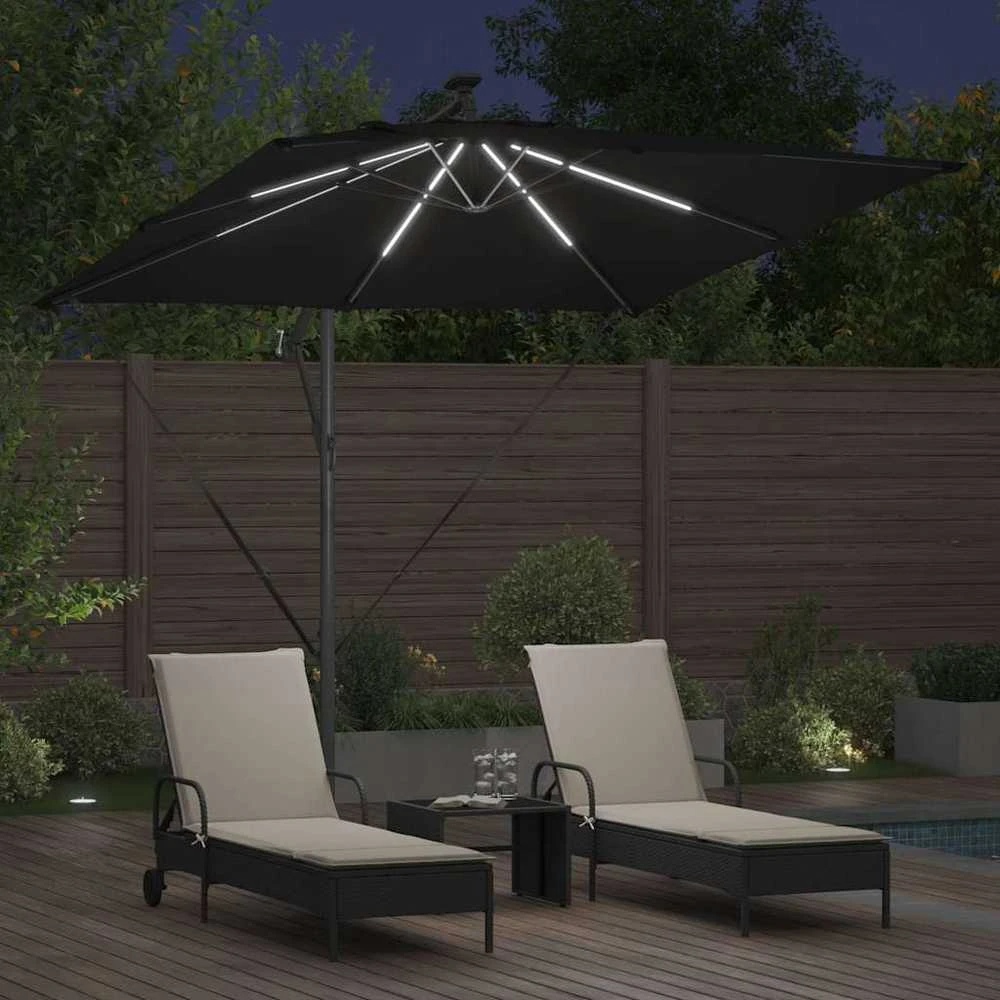 Skėtis nuo saulės su LED juostelėmis Juoda 249 x 249 x 250 cm