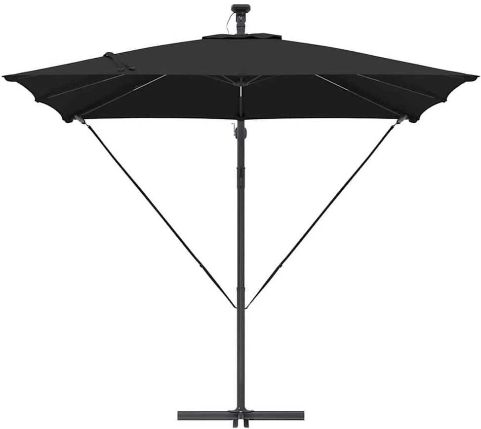 Skėtis nuo saulės su LED juostelėmis Juoda 249 x 249 x 250 cm