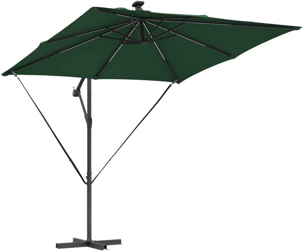 Skėtis nuo saulės su LED juostelėmis Žalia 249 x 249 x 250 cm