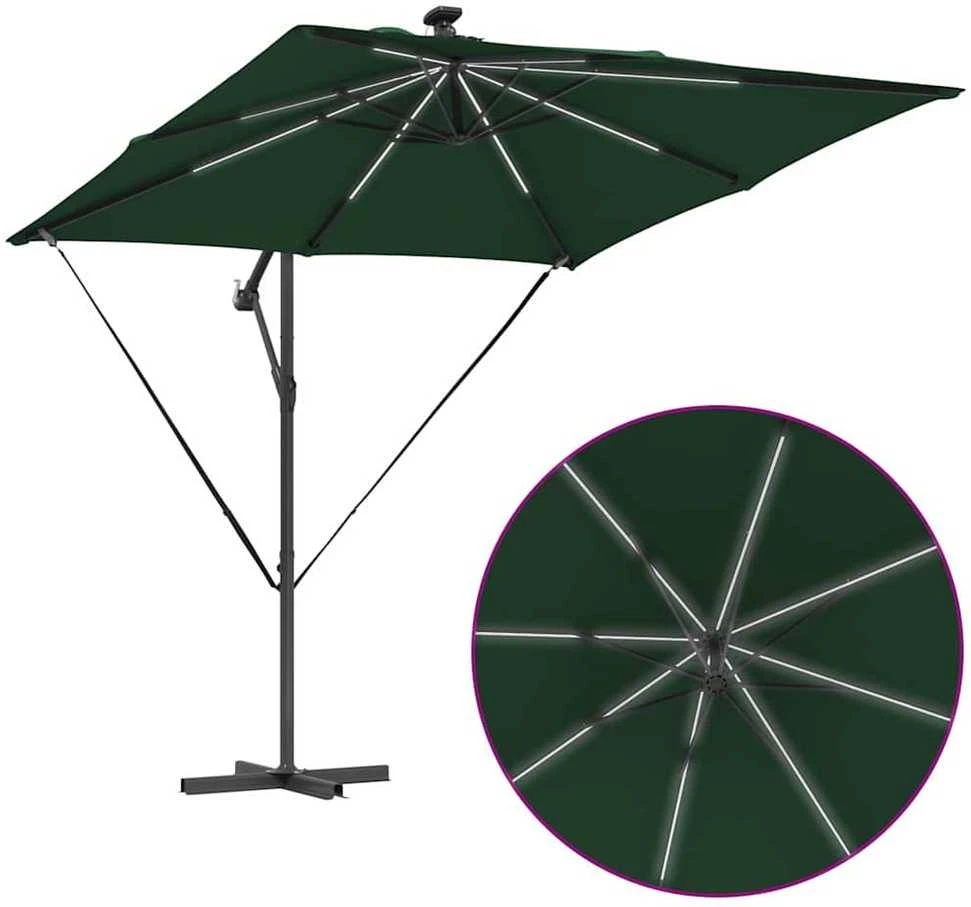 Skėtis nuo saulės su LED juostelėmis Žalia 249 x 249 x 250 cm