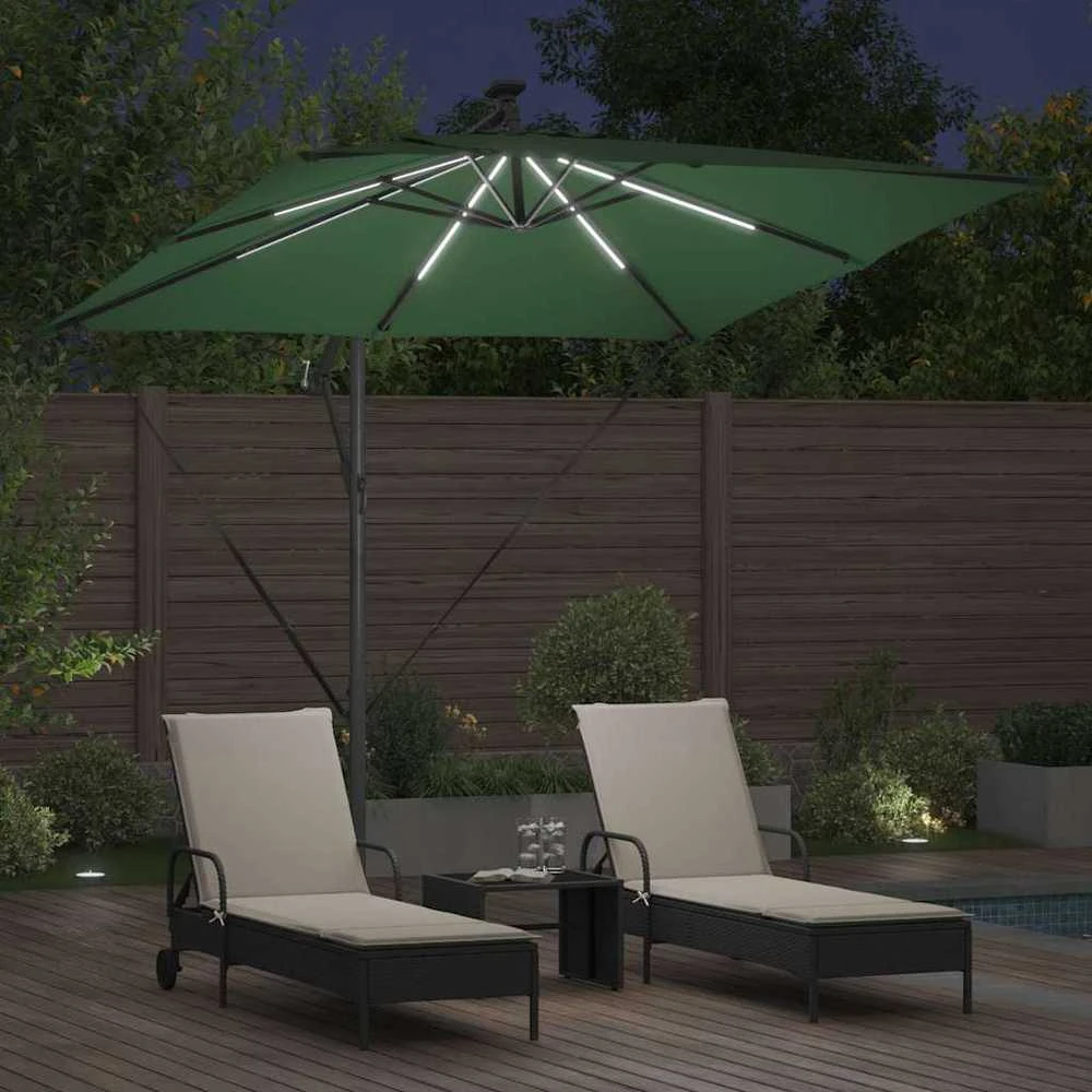 Skėtis nuo saulės su LED juostelėmis Žalia 249 x 249 x 250 cm