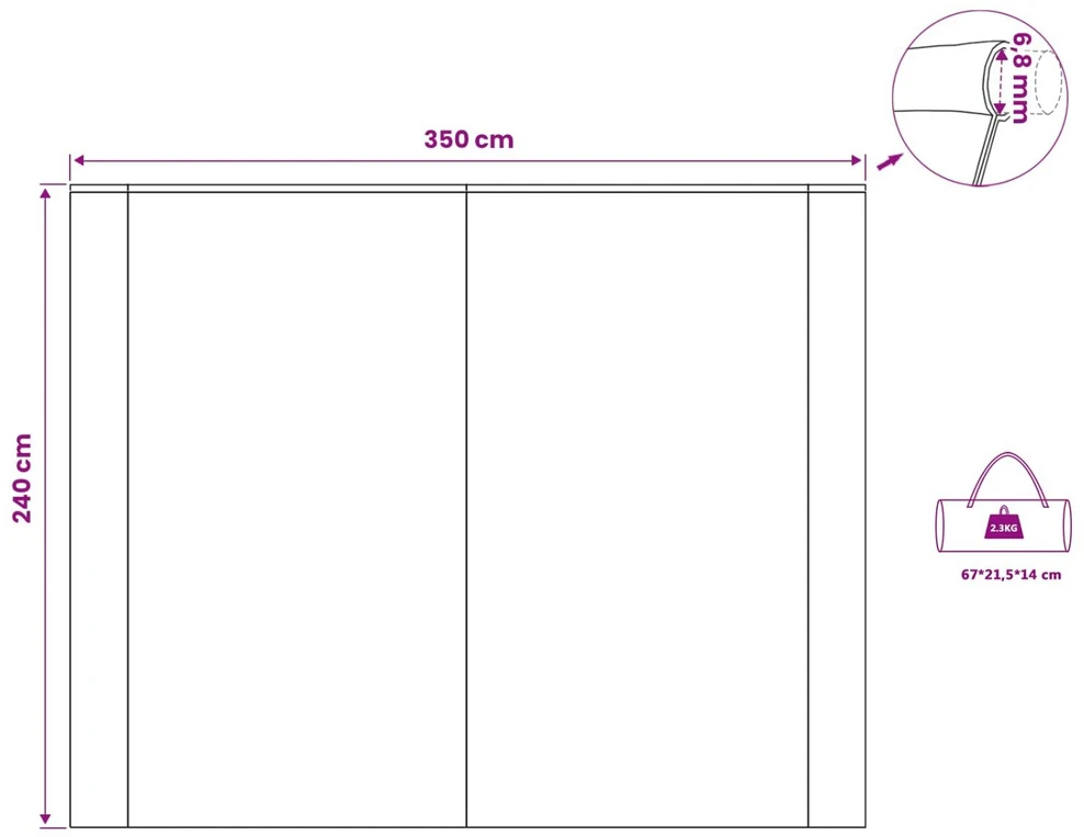 Karavano markizė 240 x 350 cm Atsparus vandeniui Mėlyna tafta