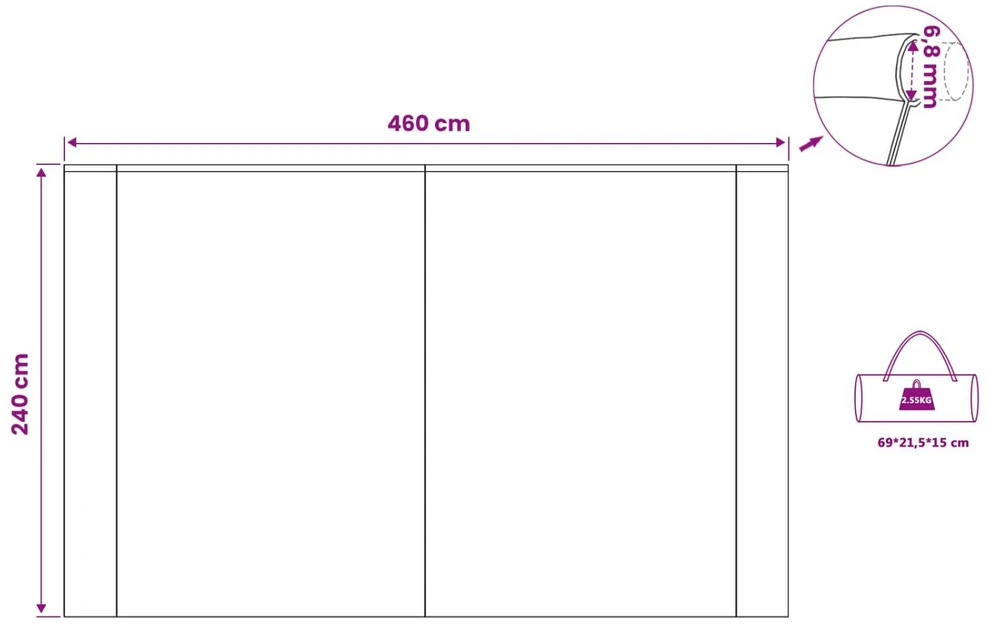 Karavano markizė 240 x 460 cm Atsparus vandeniui Mėlyna tafta