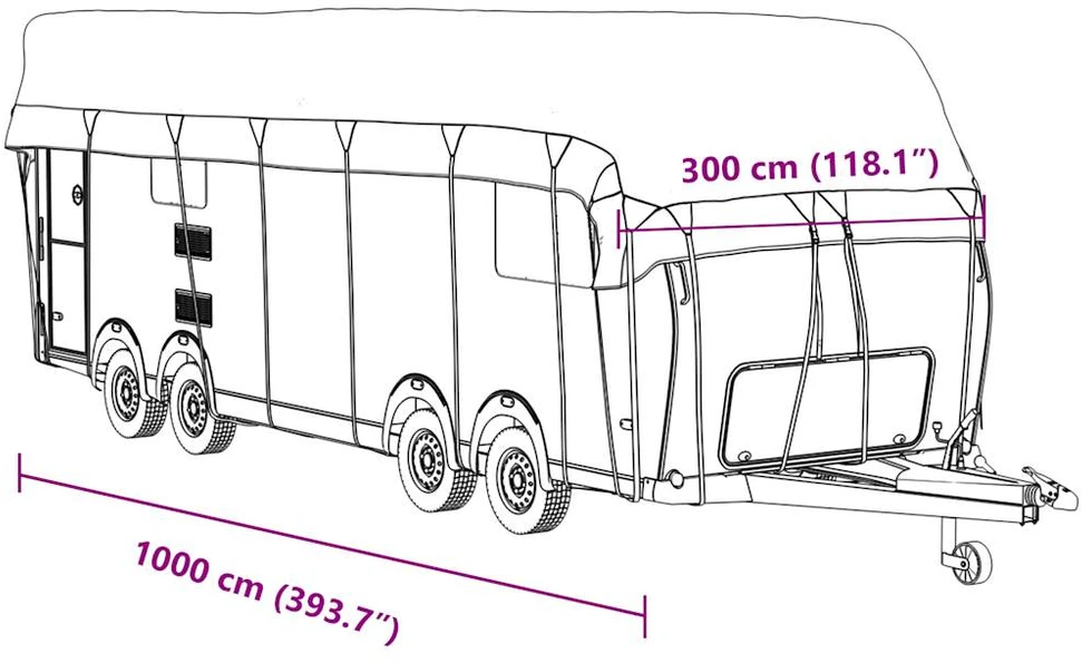 Karavano stogo dangtis, pilkas, 1000x300cm, neaustinis audinys