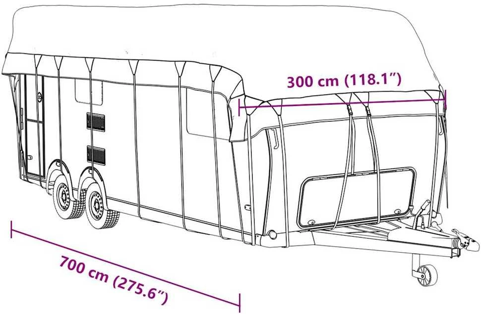 Karavano stogo dangtis, pilkas, 700x300cm, neaustinis audinys