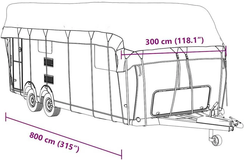 Karavano stogo dangtis, pilkas, 800x300cm, neaustinis audinys