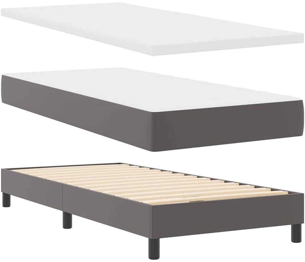Kiemas lova su čiužiniu Pilka 100 x 200 cm Dirbtinė oda