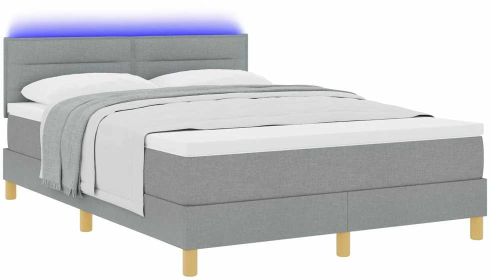 LED Čiužinio Lova Šviesiai pilka 140 x 190 cm audinys