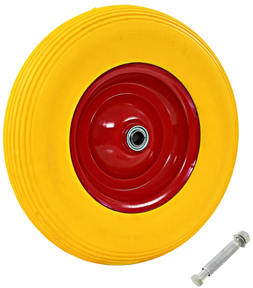 Karučio ratas su ašimi, 4.00-8 390 mm, tvirtas PU