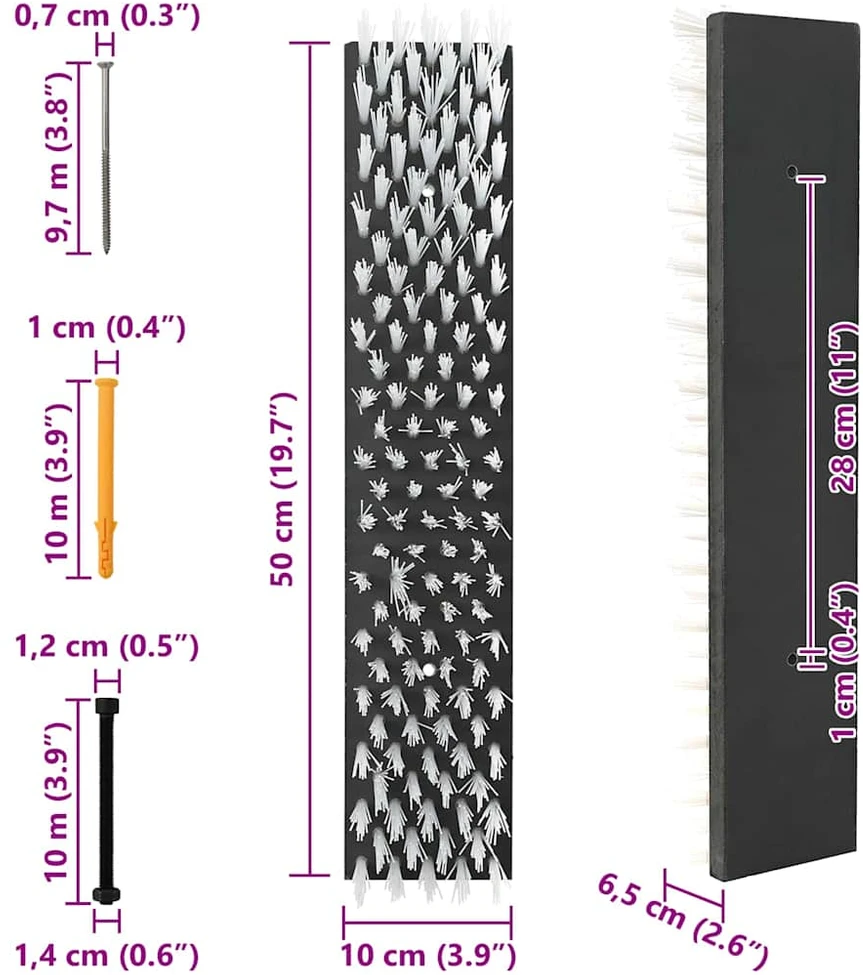 Karvių šepetys Juoda ir Balta 50 x 10 x 6,5 cm PP