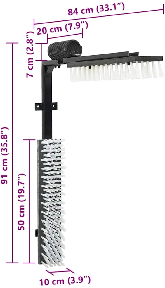 Karvių šepetys Reguliuojamas Juoda ir Balta 84 x 10 x 91 cm PVC