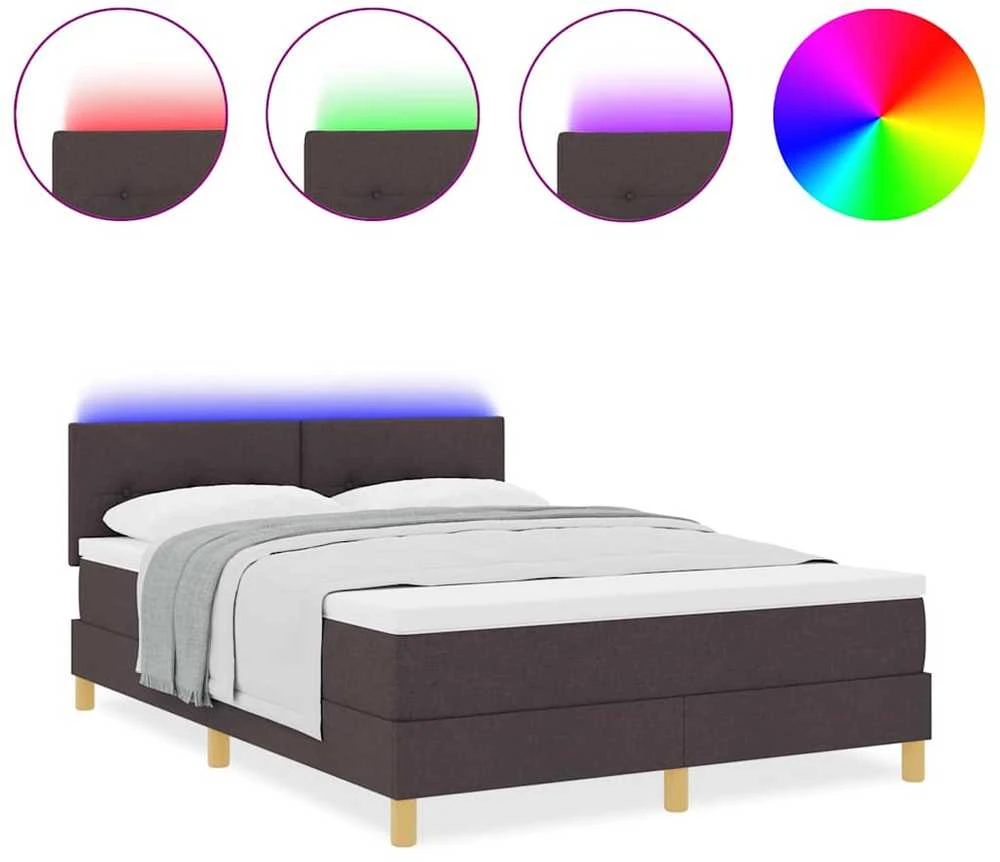 LED Čiužinio Lova su pagalve Tamsiai rudas 140 x 200 cm audinys