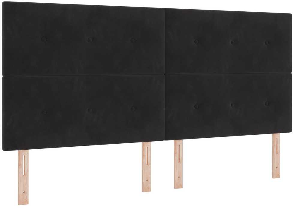 Kiemas lova su galvūgalio Juoda 200 x 200 cm Aksomas