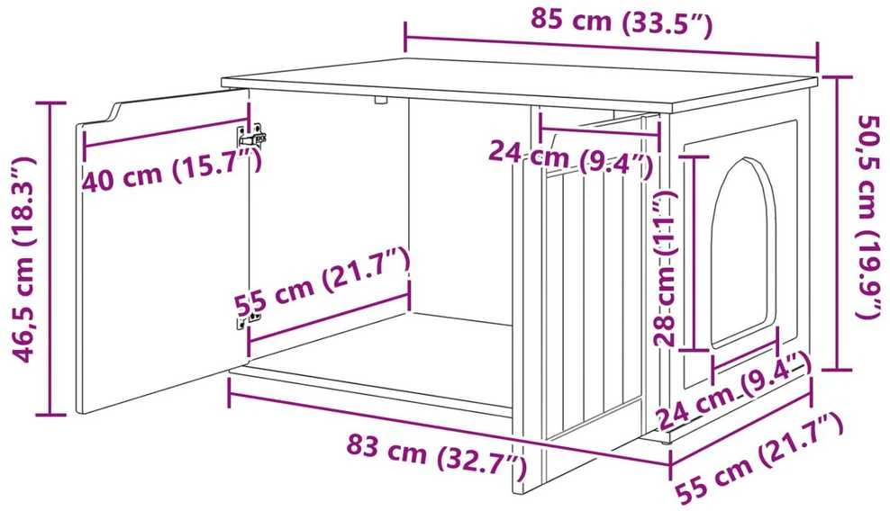 Katės namelis Balta 85 x 55 x 50,5 cm Apdirbta mediena