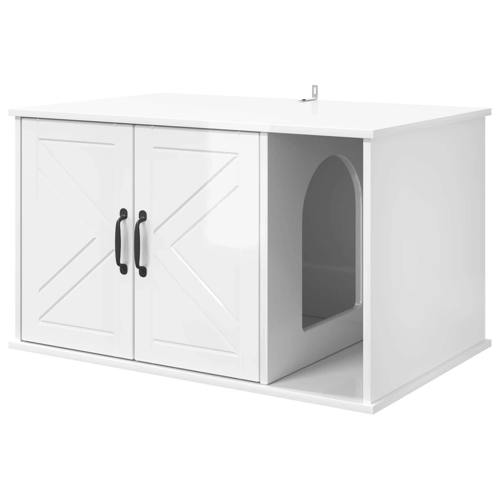 Katės namelis Blizgus baltas 85 x 55 x 50,5 cm Apdirbta mediena