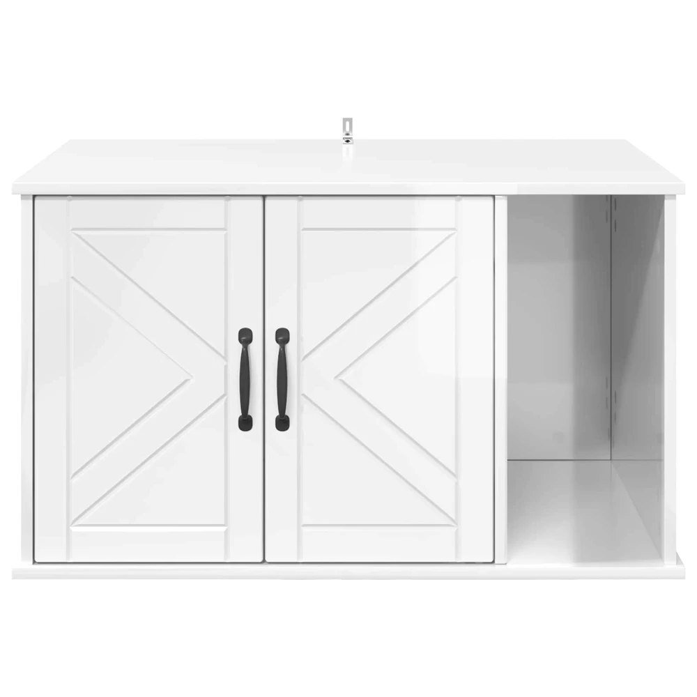 Katės namelis Blizgus baltas 85 x 55 x 50,5 cm Apdirbta mediena