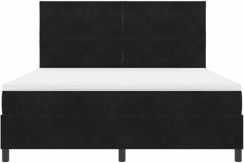 Kiemas lova su galvūgalio Juodas 180 x 200 cm Aksomas