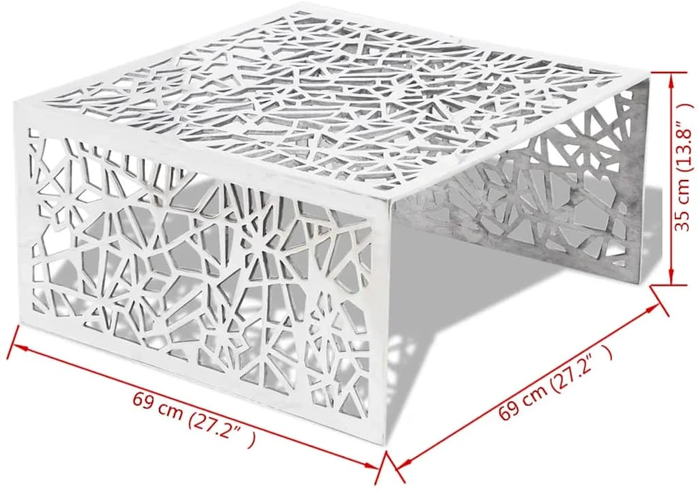 Kavos stal., sidabrinis, geometrinių raižinių dizainas, alium.