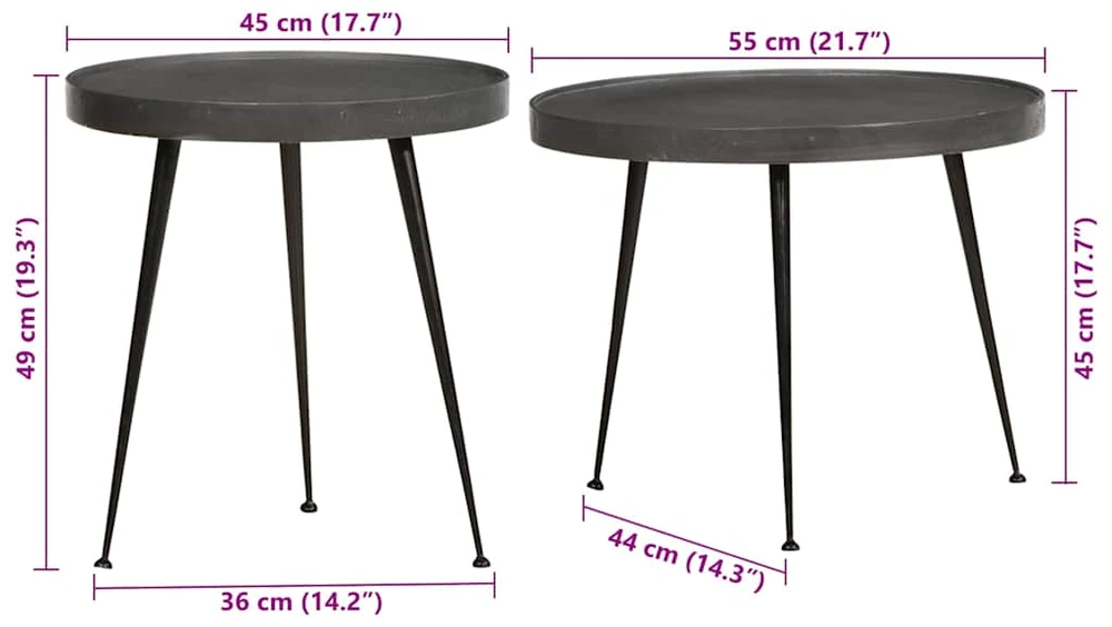 Kavos staliukai, 2 vnt., juodi, inžinerinės medienos