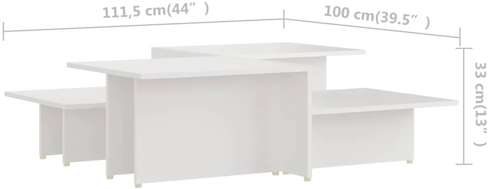 Kavos staliukai, 2vnt., balti, 111,5x50x33cm, apdirbta mediena