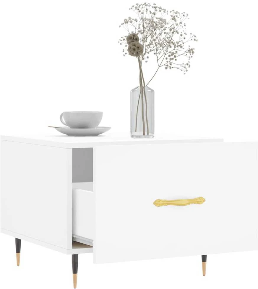 Kavos staliukai, 2vnt., balti, 50x50x40cm, apdirbta mediena
