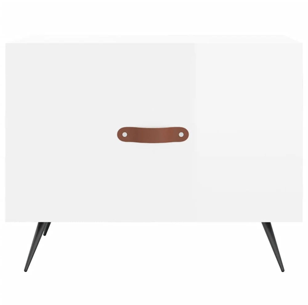 Kavos staliukai, 2vnt., balti, 50x50x40cm, mediena, blizgūs
