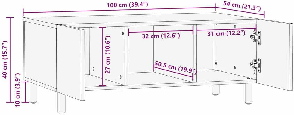 Kavos staliukas 100 x 54 x 40 cm Kietos akacijos mediena