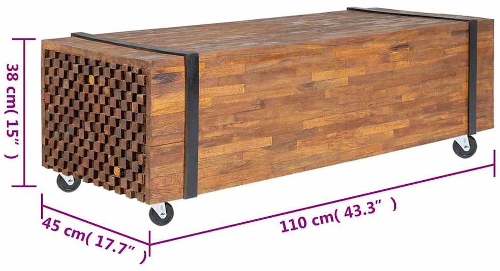 Kavos staliukas, 110x45x38cm, tikmedžio medienos masyvas