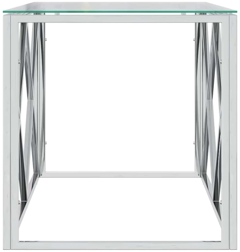 Kavos staliukas, 110x45x45cm, nerūdijantis plienas ir stiklas