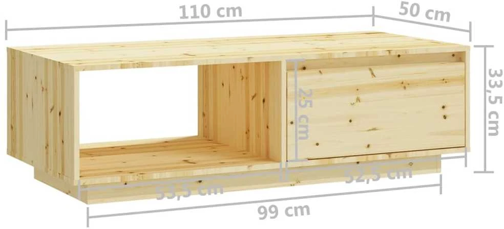 Kavos staliukas, 110x50x33,5cm, eglės medienos masyvas