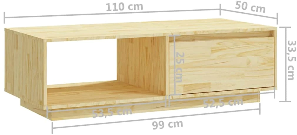 Kavos staliukas, 110x50x33,5cm, pušies medienos masyvas