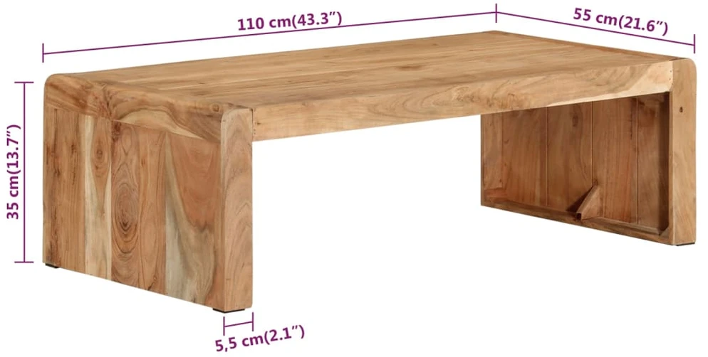 Kavos staliukas, 110x55x35cm, akacijos medienos masyvas