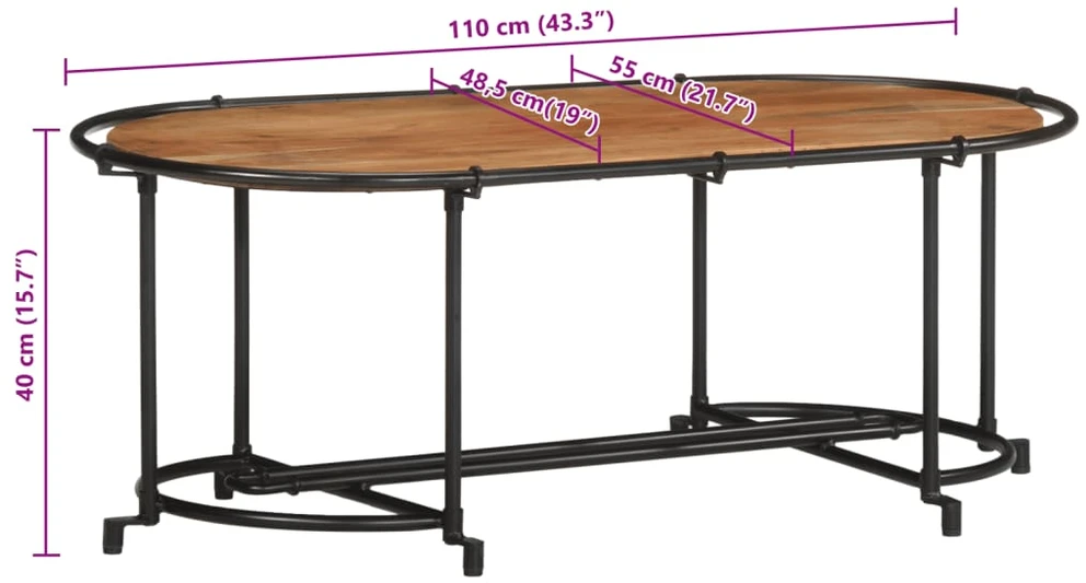 Kavos staliukas, 110x55x40cm, akacijos medienos masyvas