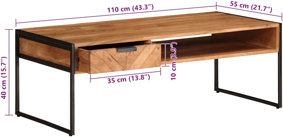 Kavos staliukas, 110x55x40cm, akacijos medienos masyvas