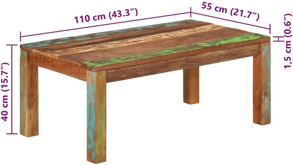 Kavos staliukas, 100x55x40cm, perdirbtos medienos masyvas