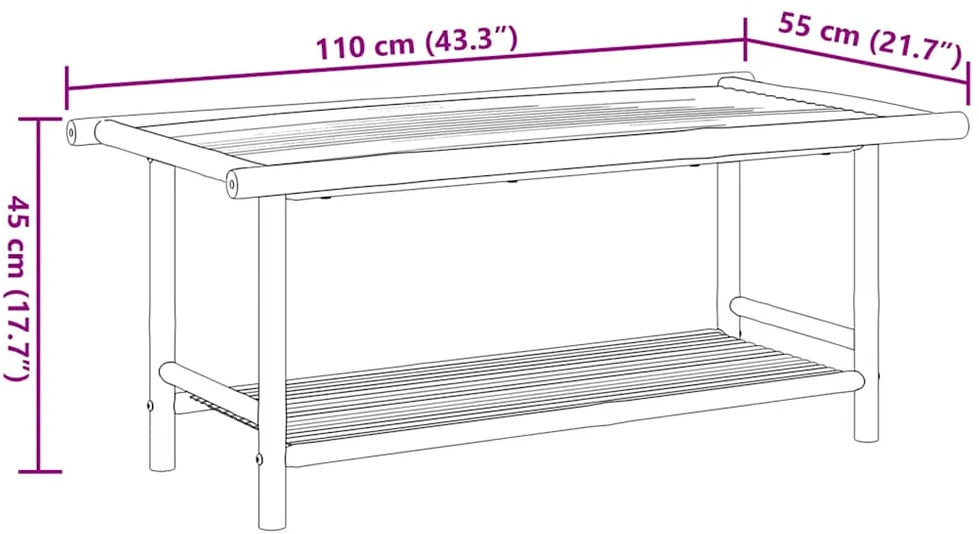 Kavos staliukas, 110x55x45cm, bambukas