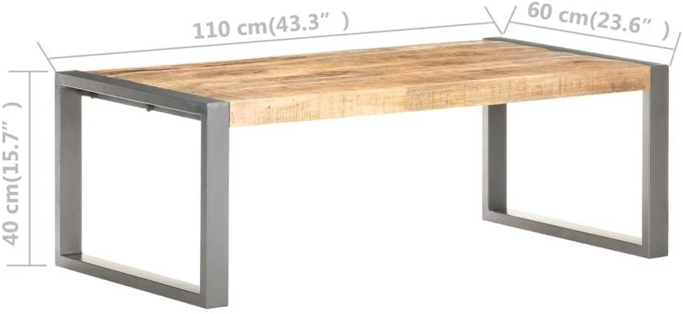 Kavos staliukas, 110x60x40cm, neapdorota mango mediena