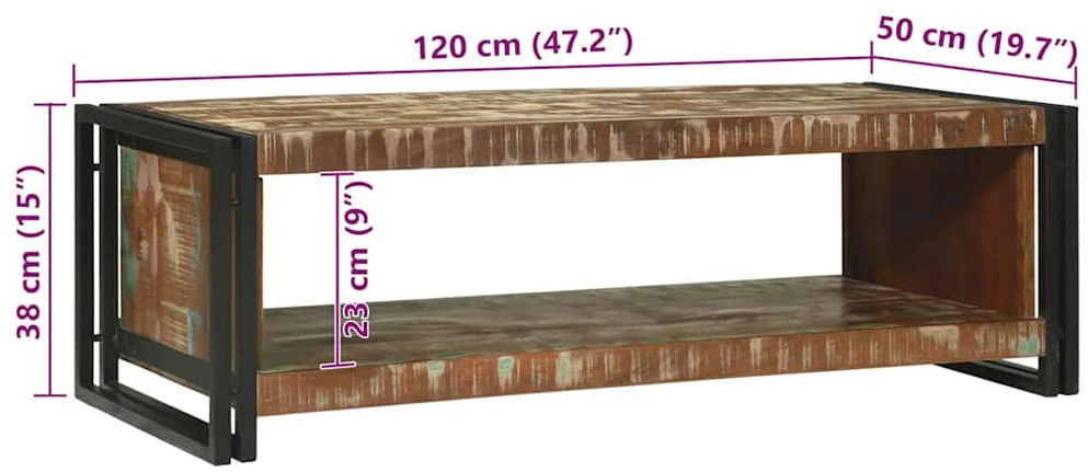 Kavos staliukas 120 x 50 x 38 cm Kietas atkurtas medis