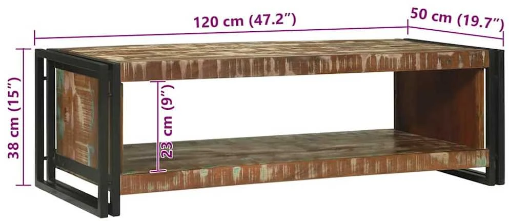 Kavos staliukas 120 x 50 x 38 cm Kietas atkurtas medis