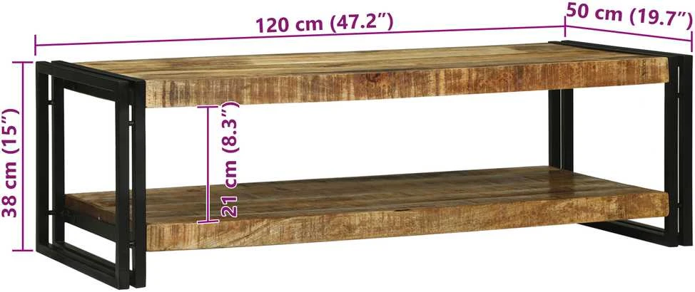 Kavos staliukas Ruda 120 x 50 x 38 cm Kietas mango medis