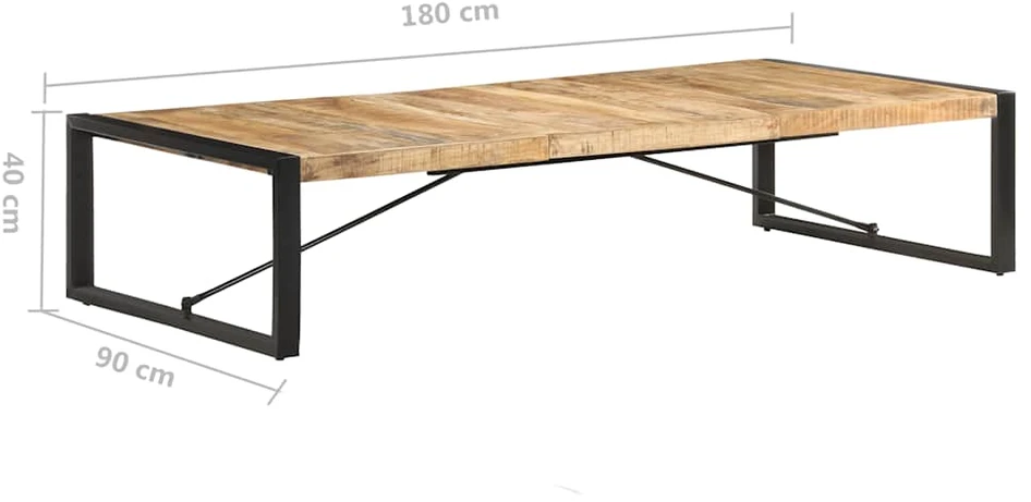 Kavos staliukas, 180x90x40cm, neapdorota mango mediena