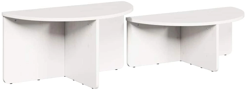 Kavos staliukas 2 vnt. Balta 79 x 39,5 x 40 cm Pušies masyvas