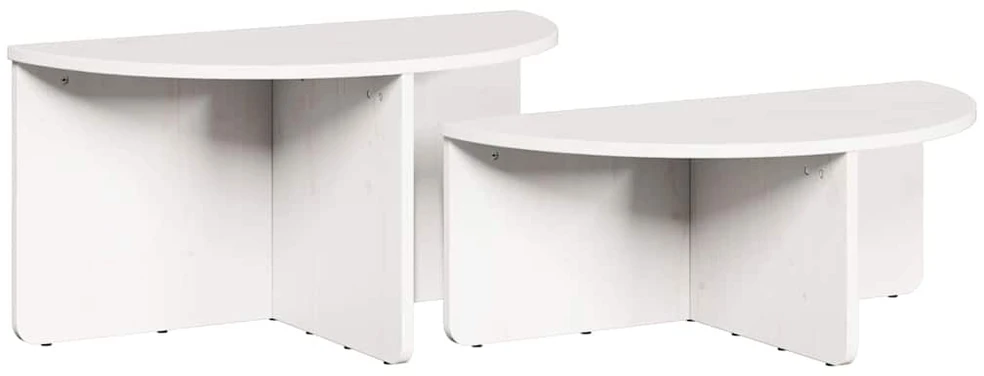 Kavos staliukas 2 vnt. Balta 79 x 39,5 x 40 cm Pušies masyvas