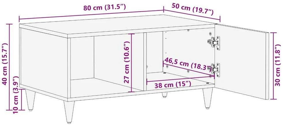 Kavos staliukas Medus ruda 80 x 50 x 40 cm Kietas mango medis