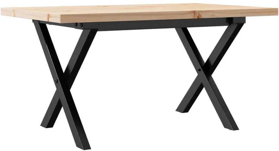 Kavos staliukas, 80x50x40,5cm, pušis ir ketus, X formos rėmas