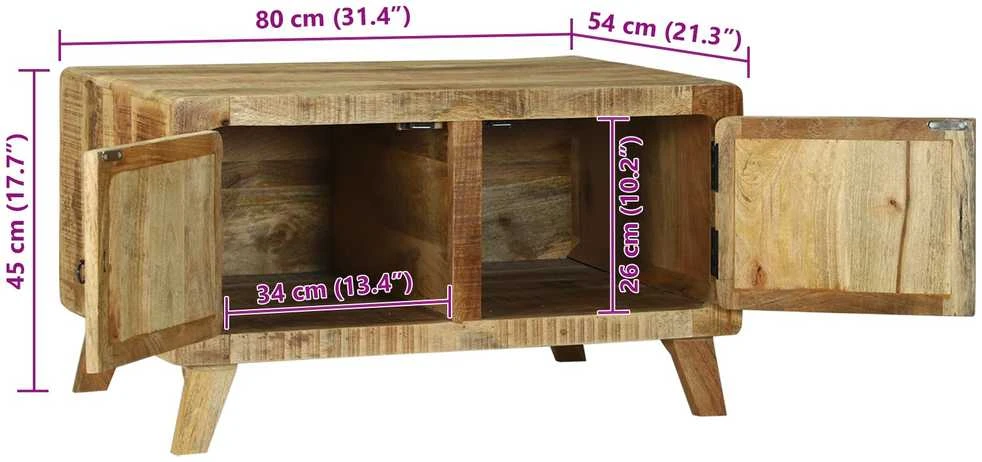 Kavos staliukas Ruda 80 x 54 x 45 cm Kietas mango medis