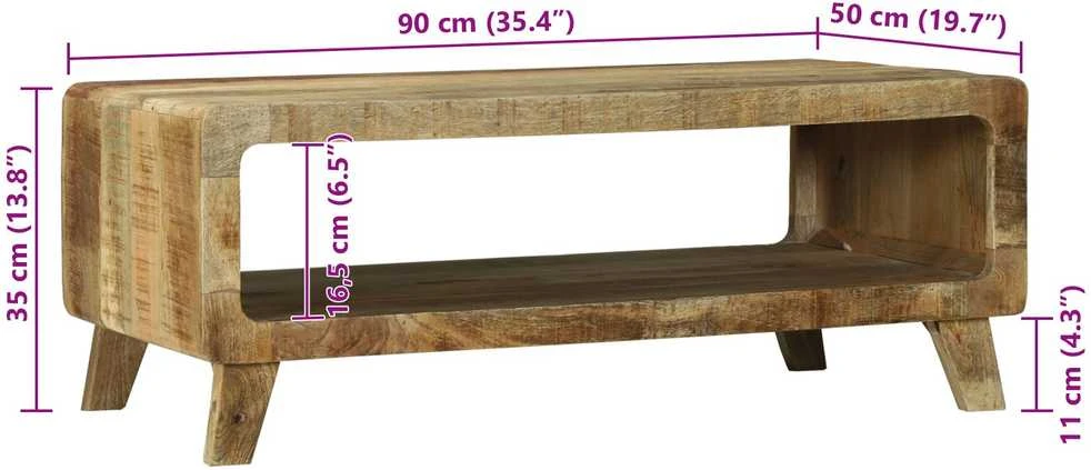 Kavos staliukas Ruda 90 x 50 x 35 cm Kietas mango medis
