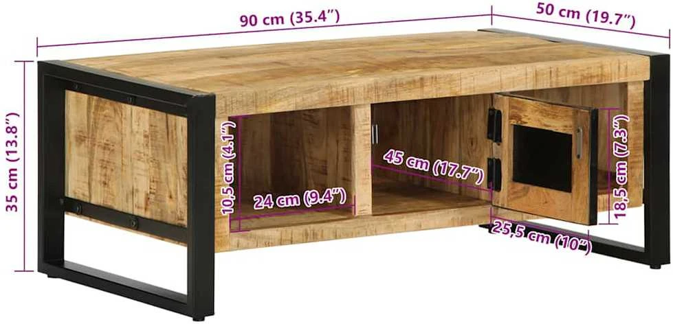 Kavos staliukas 90x50x36 cm Masyvus Rough Wood Mango